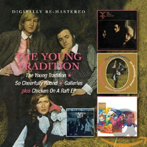CD cover for “The Young Tradition” featuring band members and album art.