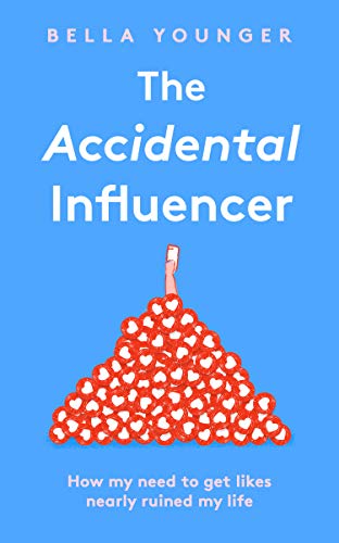 Book cover: blue background, hand holding phone atop red heart pile.