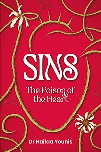 Book cover: red heart-shaped thorns frame the title "Sins: The Poison of the Heart".