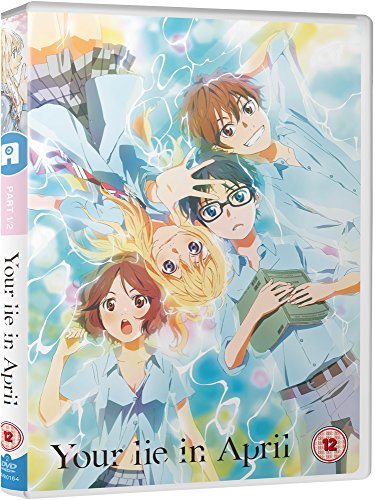 Your Lie in April" DVD cover featuring three anime characters and musical imagery.