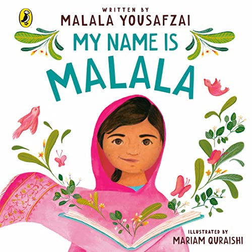 Book cover: "My Name is Malala" featuring a portrait of Malala Yousafzai.