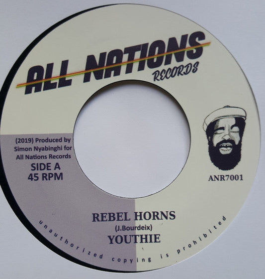 Black and yellow vinyl record label with portrait and text.