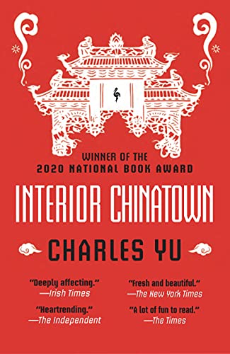 Book cover with a red background, white pagoda illustration, and white text title.