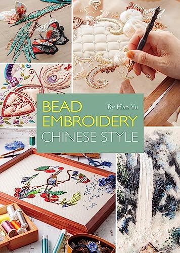 Book cover featuring colorful bead embroidery designs and crafting tools.
