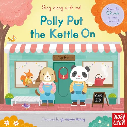 Children’s book cover with animal cafe workers and a red kettle.