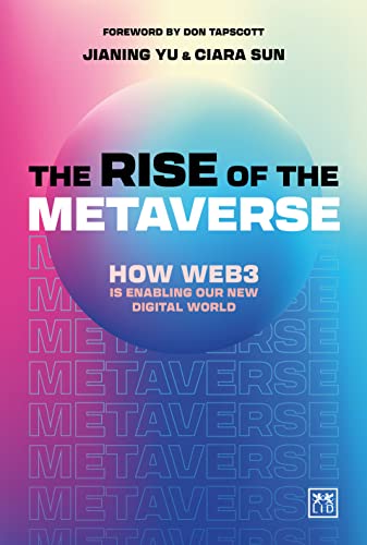 Book cover: "The Rise of the Metaverse" with abstract purple and blue design.