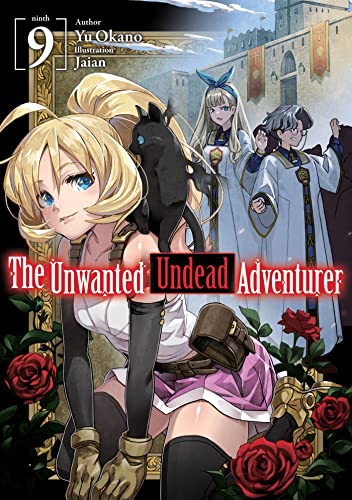 Light novel cover with anime-style characters, roses, and gold accents.