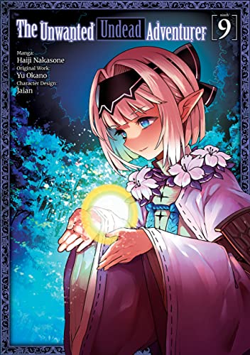 Manga volume 9 cover: pink-haired elf girl holding a glowing orb.