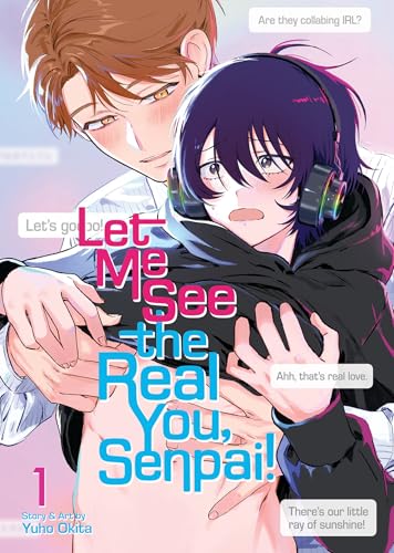 Manga cover: two young men, one with headphones, in a close embrace.