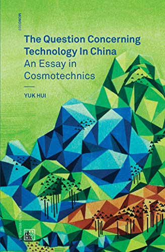 Book cover: "The Question Concerning Technology" with abstract green mountains.