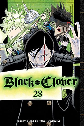 Manga cover of Black Clover volume 28 featuring Nacht Faust and other characters.