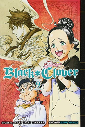 Black Clover, Vol. 9 manga cover with three anime-style characters.
