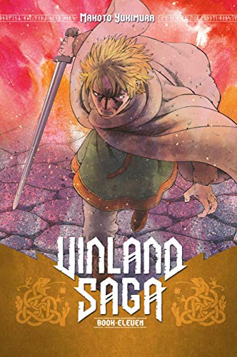 Blond warrior holding a sword on the cover of Vinland Saga book eleven.
