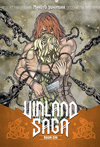 A muscular man with long hair embraces a blonde woman surrounded by heavy chains.