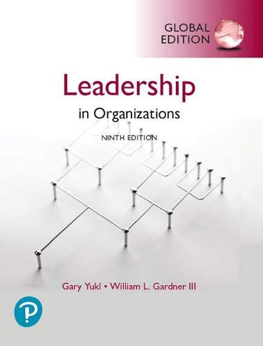 Textbook cover for "Leadership in Organizations," ninth edition, with abstract design.