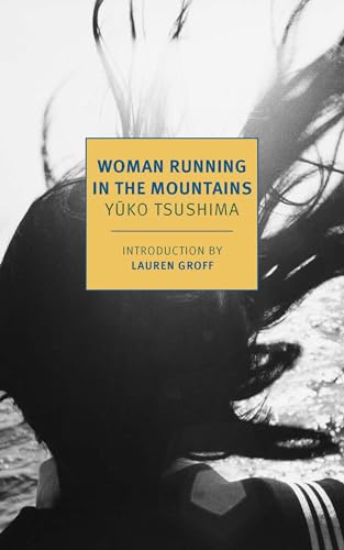 Book cover: woman running, mountains in background, yellow title block.