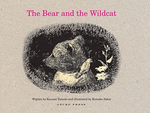 Book cover: bear and small bird in a speckled, dark vignette.