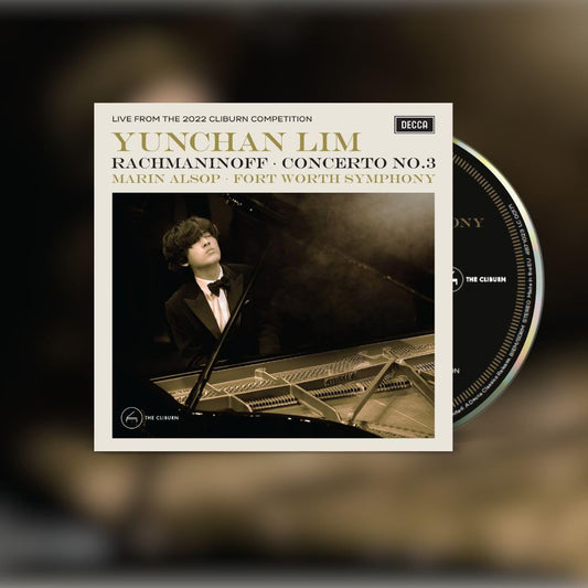 CD cover featuring pianist Yunchan Lim at a grand piano.