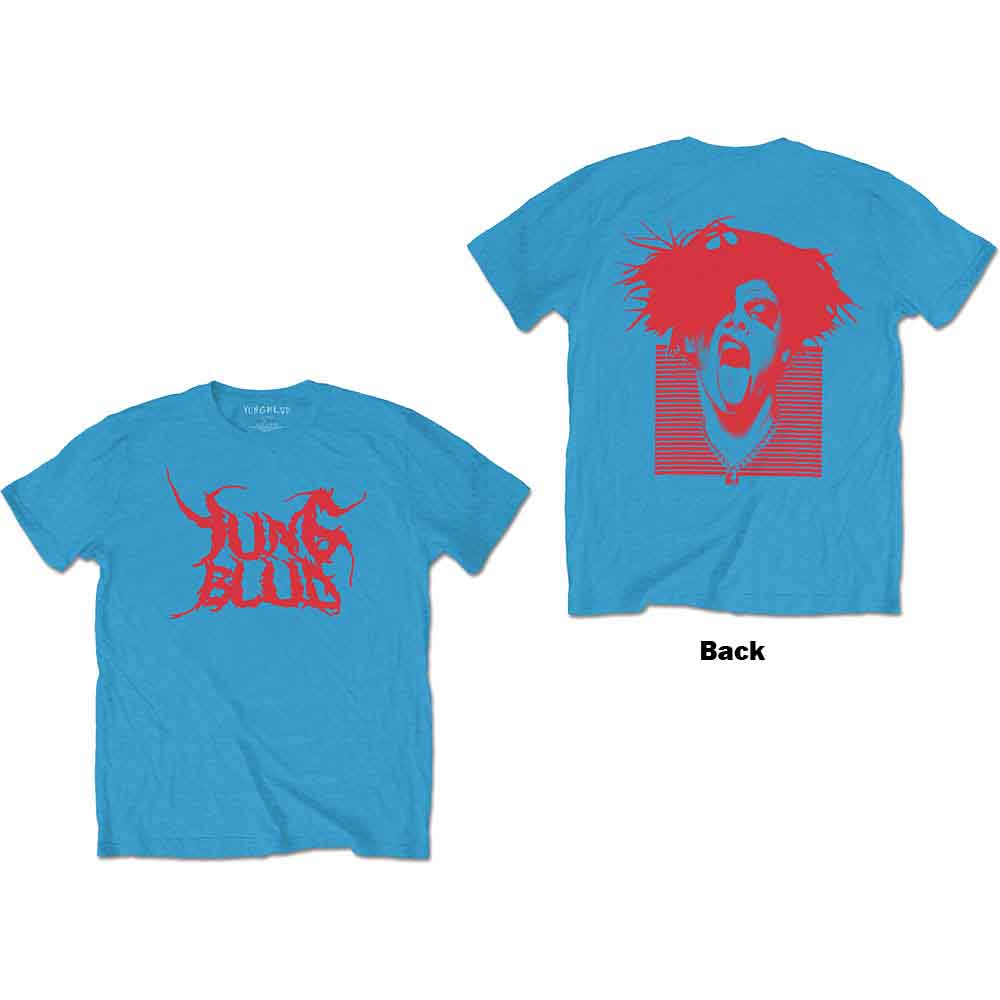 Red Yungblud t-shirt with a distressed graphic on the back.
