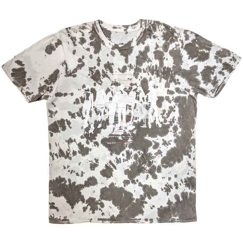 Dip-dye t-shirt with "Weird" tracklist graphic worn by a person.