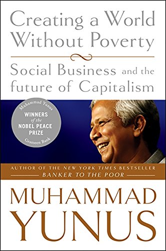 Book cover featuring Muhammad Yunus, Nobel Peace Prize winner, and title text.