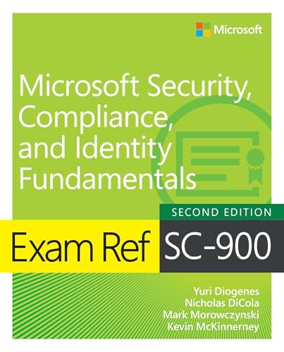 Green book cover with "Microsoft Security" title and "SC-900" exam reference.