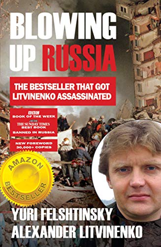 Book cover: "Blowing Up Russia" with rubble imagery and author portraits.