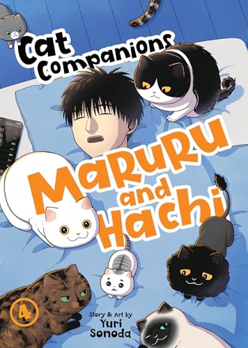 Manga cover with a young man and several adorable cats.