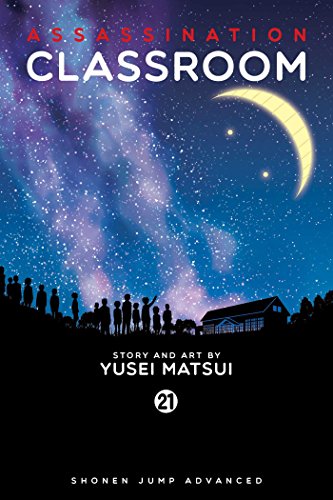 Cover of Assassination Classroom Vol. 21 showing silhouettes of students under a starry sky.