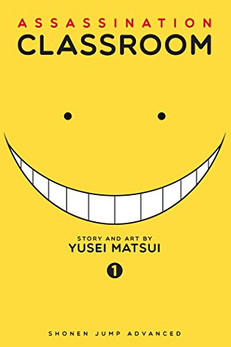 Assassination Classroom volume 1 cover featuring a large yellow smiley face on yellow background.