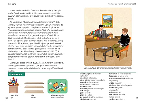 Book cover with illustration of two men in an office setting, Turkish text.