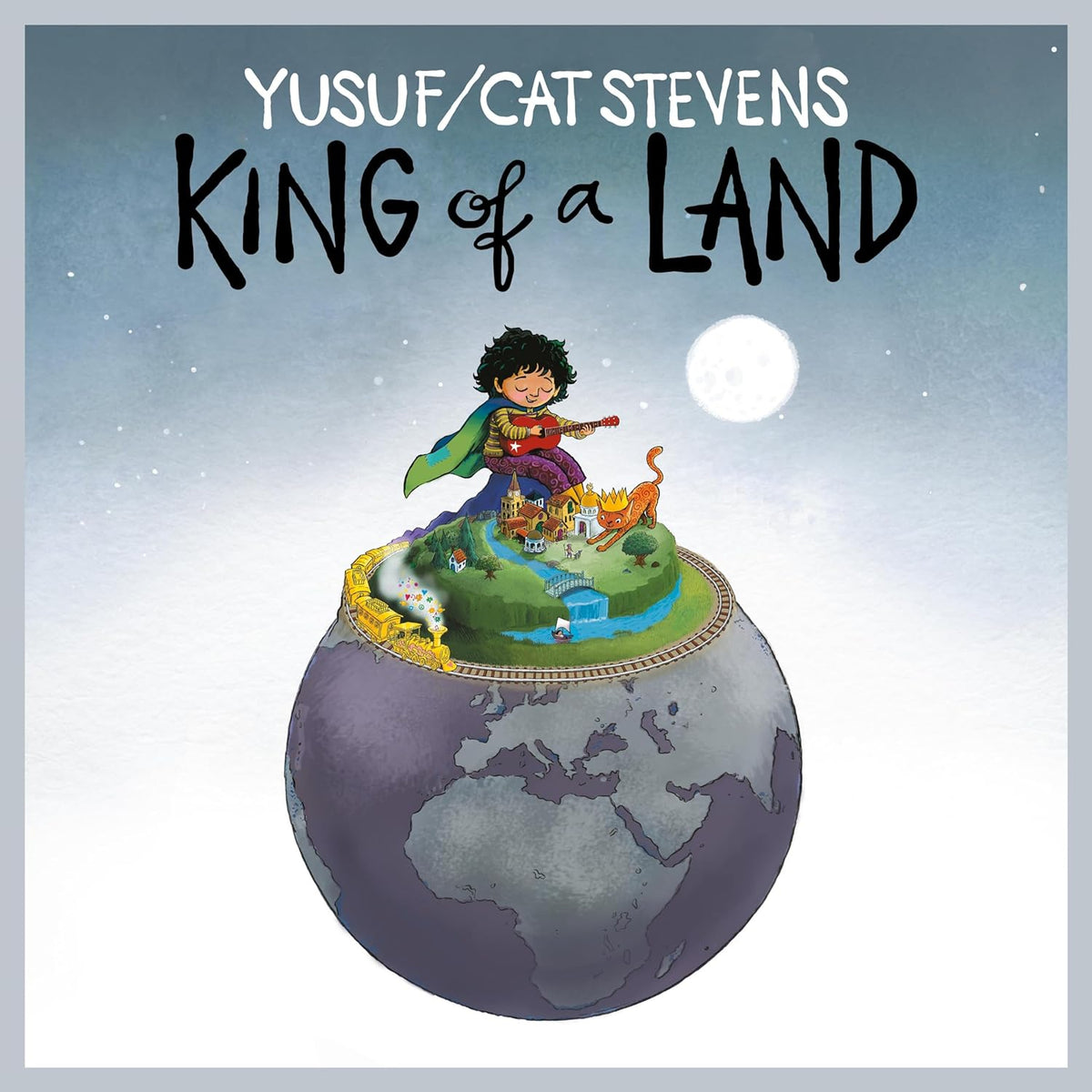 Album cover for Yusuf/Cat Stevens’ “King of a Land” featuring illustrated artwork.