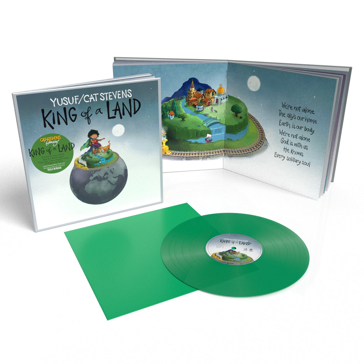 Green vinyl LP of Yusuf/Cat Stevens’ “King of a Land” with gatefold cover.