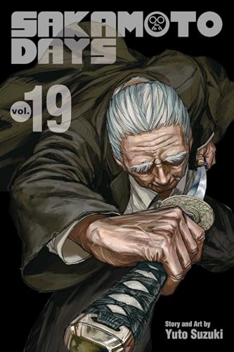 Manga cover of Sakamoto Days volume 19 featuring an elderly man drawing a sword.