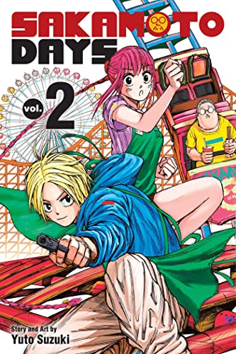Manga cover featuring a blonde boy with a gun, a girl, and an amusement park.