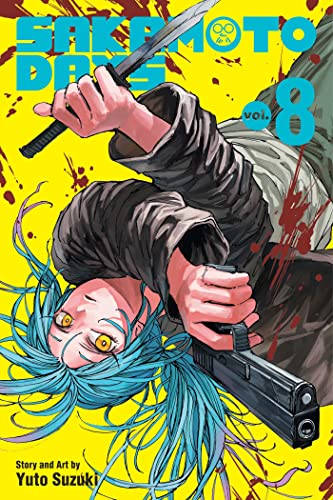 Manga volume cover: a man with a gun and blue hair, action pose.