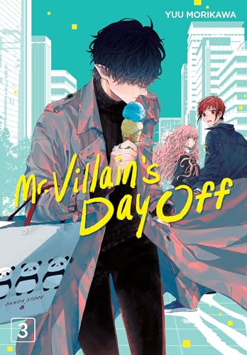 Manga cover: dark-haired man eating ice cream with two others behind him.