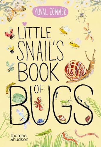 Book cover titled Little Snail's Book of Bugs featuring various illustrated insects on yellow.