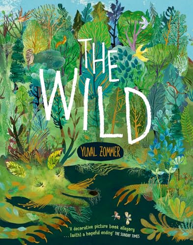 Book cover illustration of a lush forest with a large, green, leafy wolf figure.