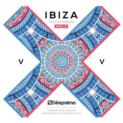 Album cover with a blue and red mandala pattern forming an X shape.