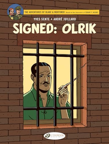 Comic book cover: man behind bars holding a pen.
