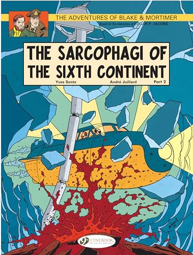 Comic book cover: submarine breaking through ice, red splash, two men’s portraits.