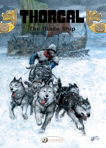 Thorgal comic cover: a man on a sled pulled by six huskies in snow.