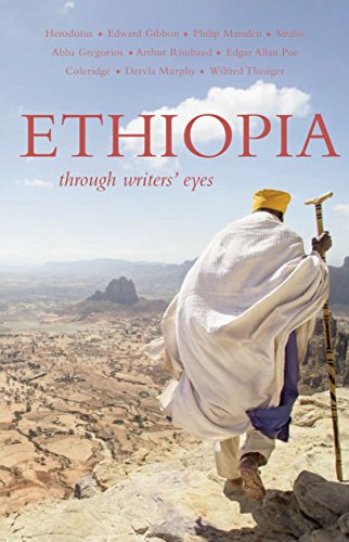 Book cover: “Ethiopia” with a man walking towards a mountainous landscape.
