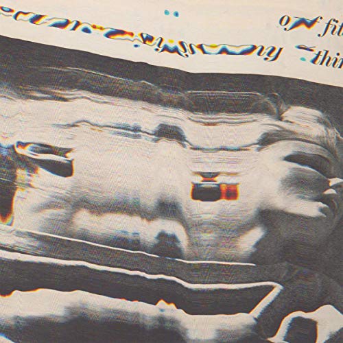 Distorted face on CD cover, with red and blue chromatic aberration.