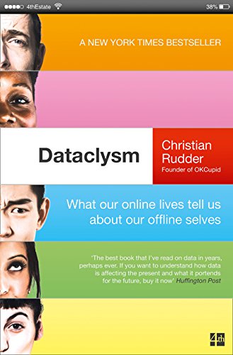 Book cover for Dataclysm by Christian Rudder featuring colorful horizontal bands and human faces.