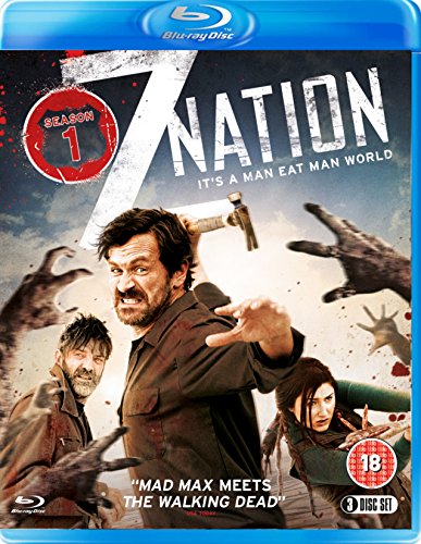 Blu-ray cover for Z Nation Season 1 featuring three survivors surrounded by zombie hands.