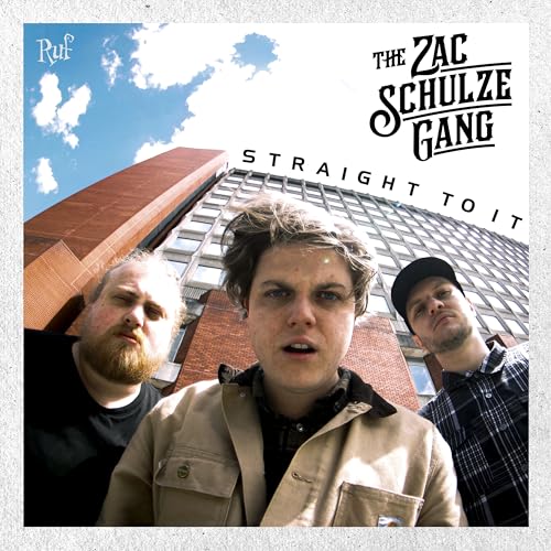 Album cover for “Straight To It” by The Zac Schulze Gang, three men pictured.
