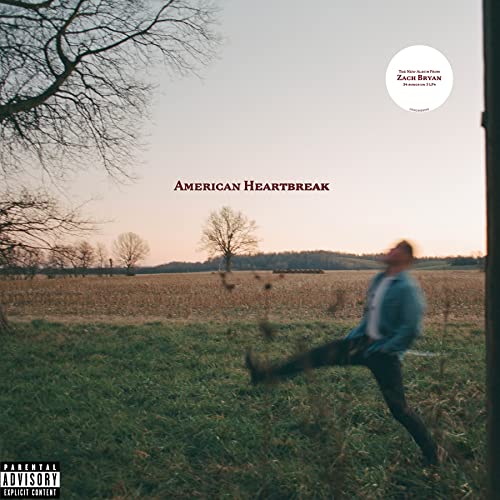 Zach Bryan’s “American Heartbreak” CD cover with a man running in a field.