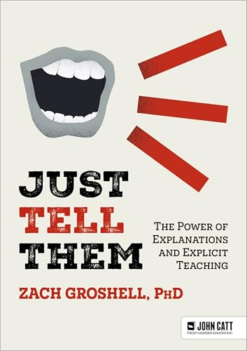 Book cover titled Just Tell Them by Zach Groshell with an illustration of a mouth.